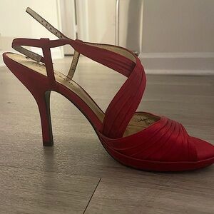 5/$25 Kelly & Katie Red Stiletto High Heels 4 inch Criss Cross